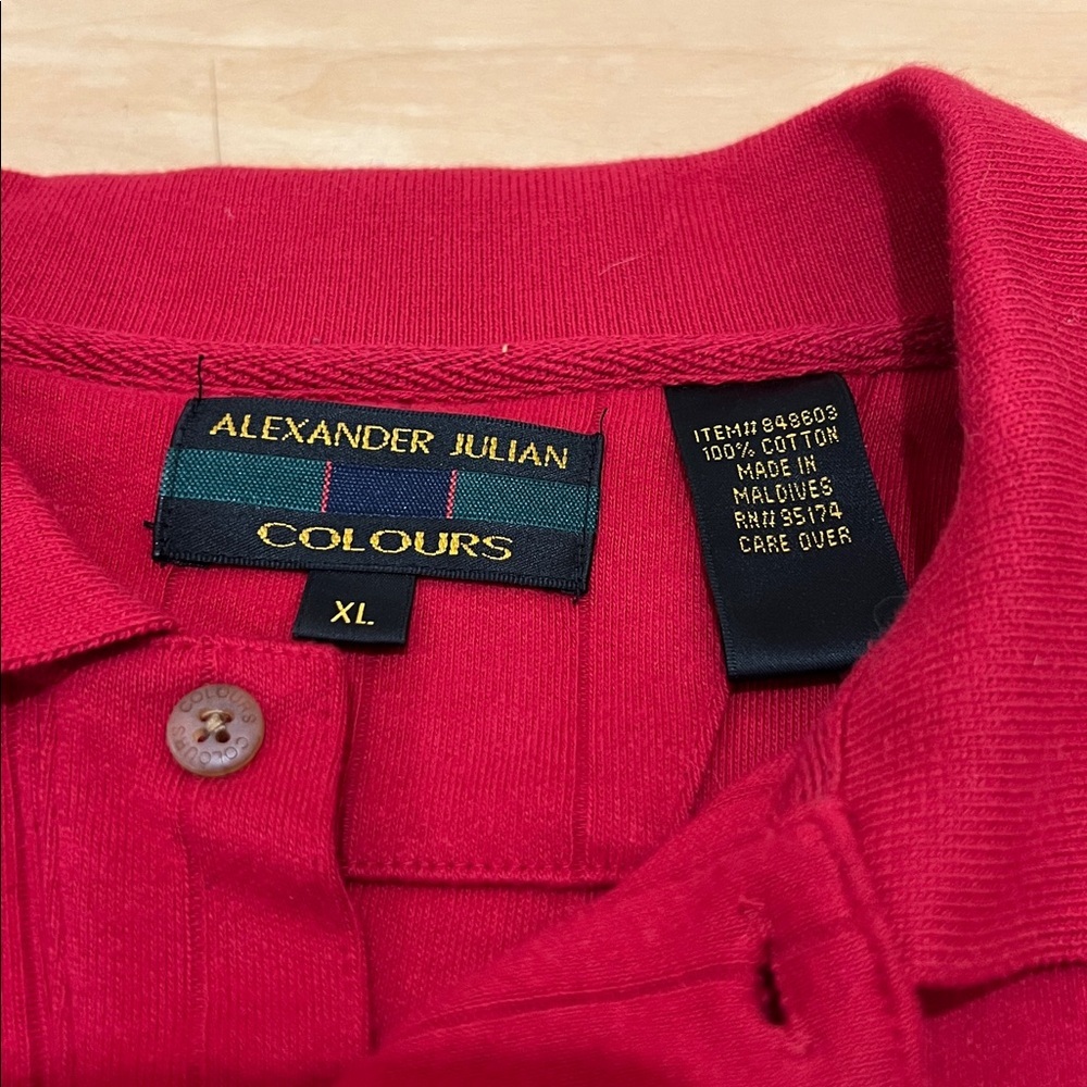 Alexander Julian Classic Red long Sleeve Polo Shirt - Picture 2 of 6